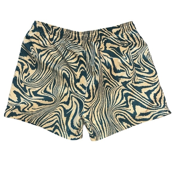 Men’s PacSun Warp 4.5" Swim Trunks Board Shorts Large Green Gold Waves Wavey - Picture 7 of 15